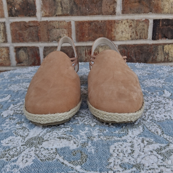 🪷 David Tate "NELLY" Tan Leather Espadrille Slingback Wedge Shoes Sz.6 - Picture 4 of 15